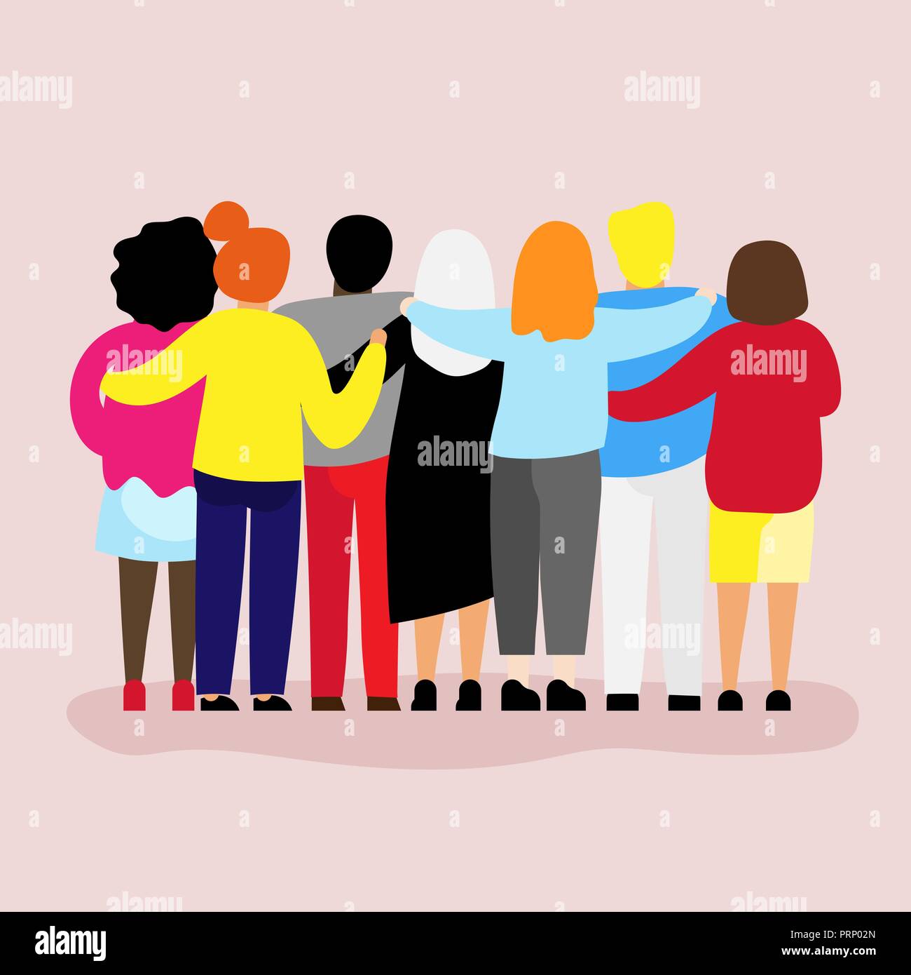 Friends forever. Friendly group of people hugging Stock Vector ...