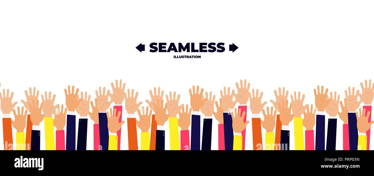 Raised up hands. Seamless background. Education Stock Vector