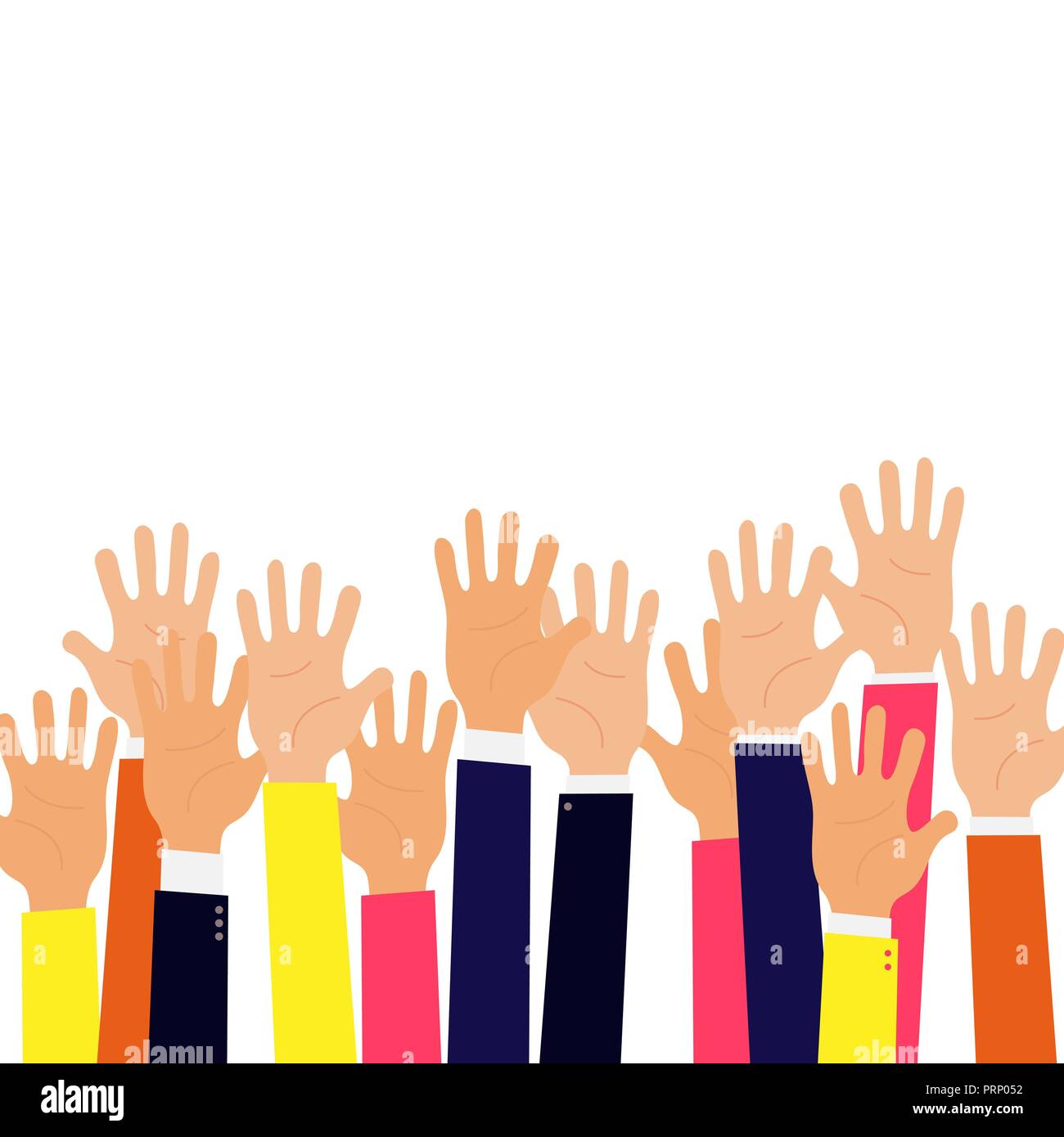 Isolated up hands. Teamwork, voting Stock Vector