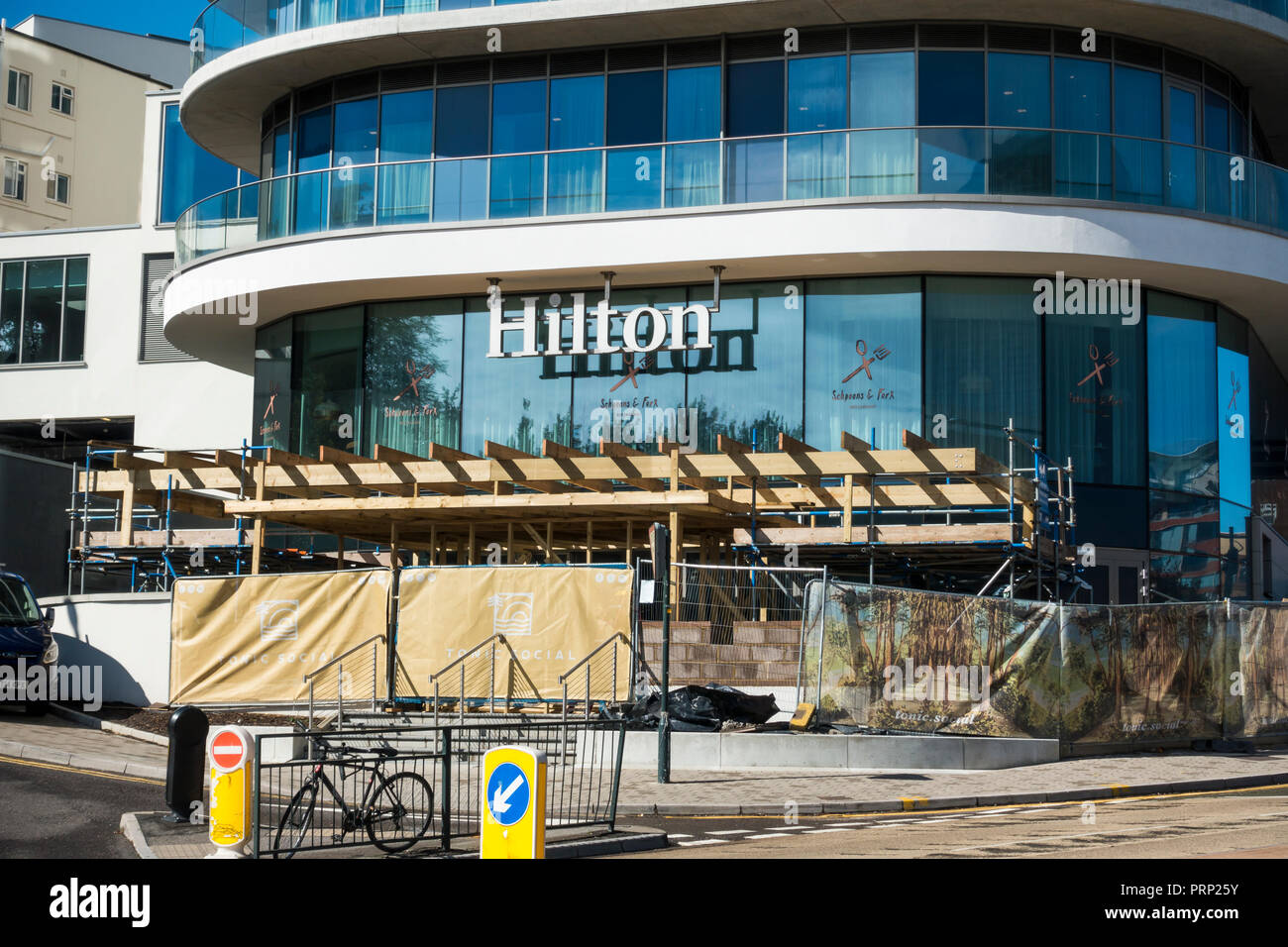 Hilton Hotel, Schpoons & Forx restaurant, Terrace Road, Bournemouth, Dorset, UK, September 2018 Stock Photo