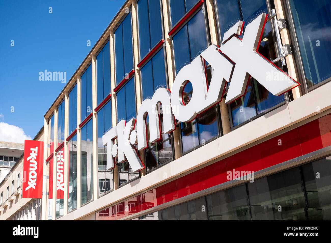 A large tK Maxx store in central Bristol UK clearly showing the company name and branding on the front of the building Stock Photo