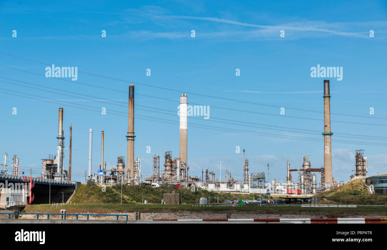 smoke pollution of a power plant in holland near rotterdam in the area europoort Stock Photo