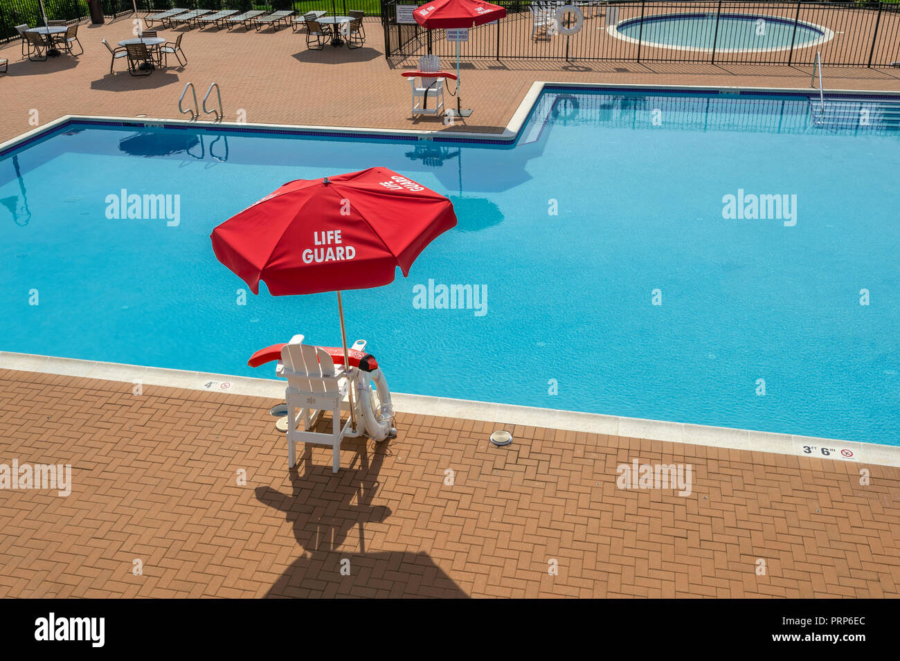 Life Guard Stand and Swimming Pool Nobody Stock Photo