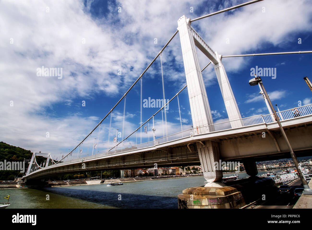 Elizabeth Bridge (Erzsebet hid), connects Buda and Pest across the River Danube in Budapest, Hungary, Eastern Europe. Stock Photo