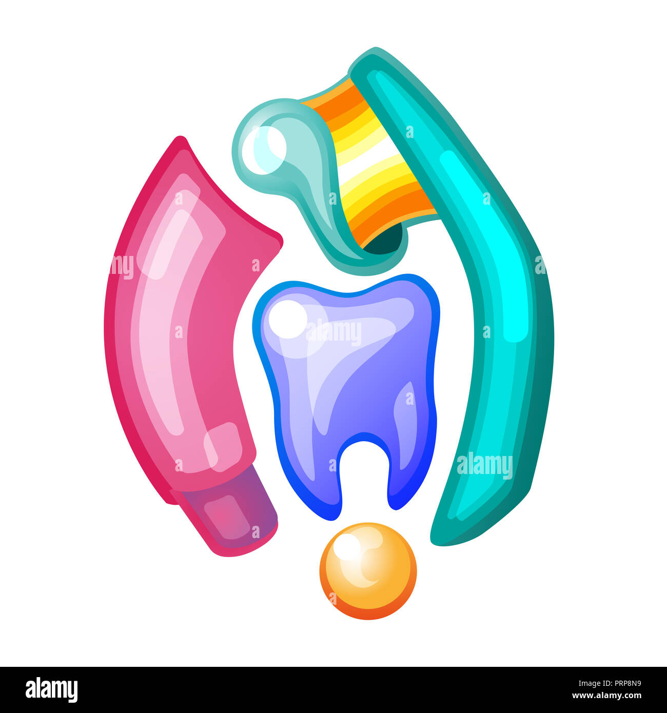 cute cartoon tooth with toothbrush and toothpaste Stock Photo - Alamy