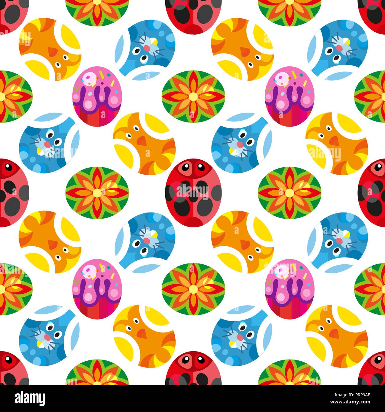 Colored Easter Eggs Or Color Ostern Egg Icons With Decoration