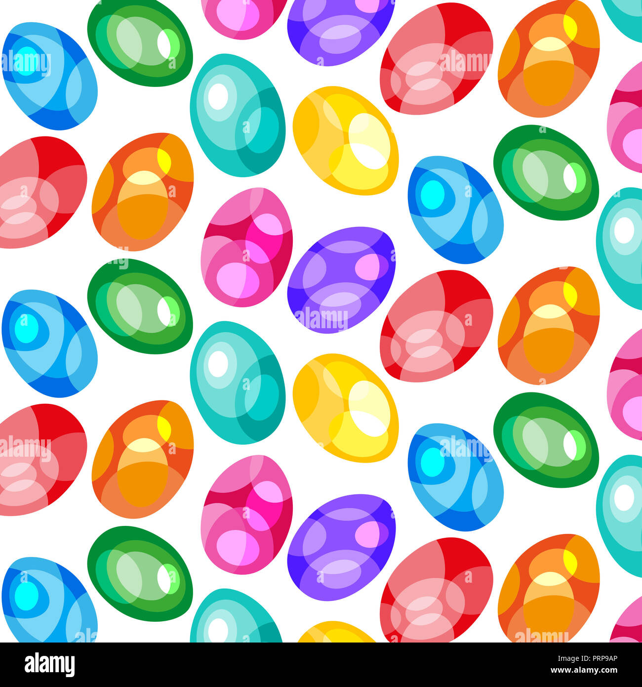 Seamless pattern with an Easter eggs, flat design, on white background, illustration. Stock Photo
