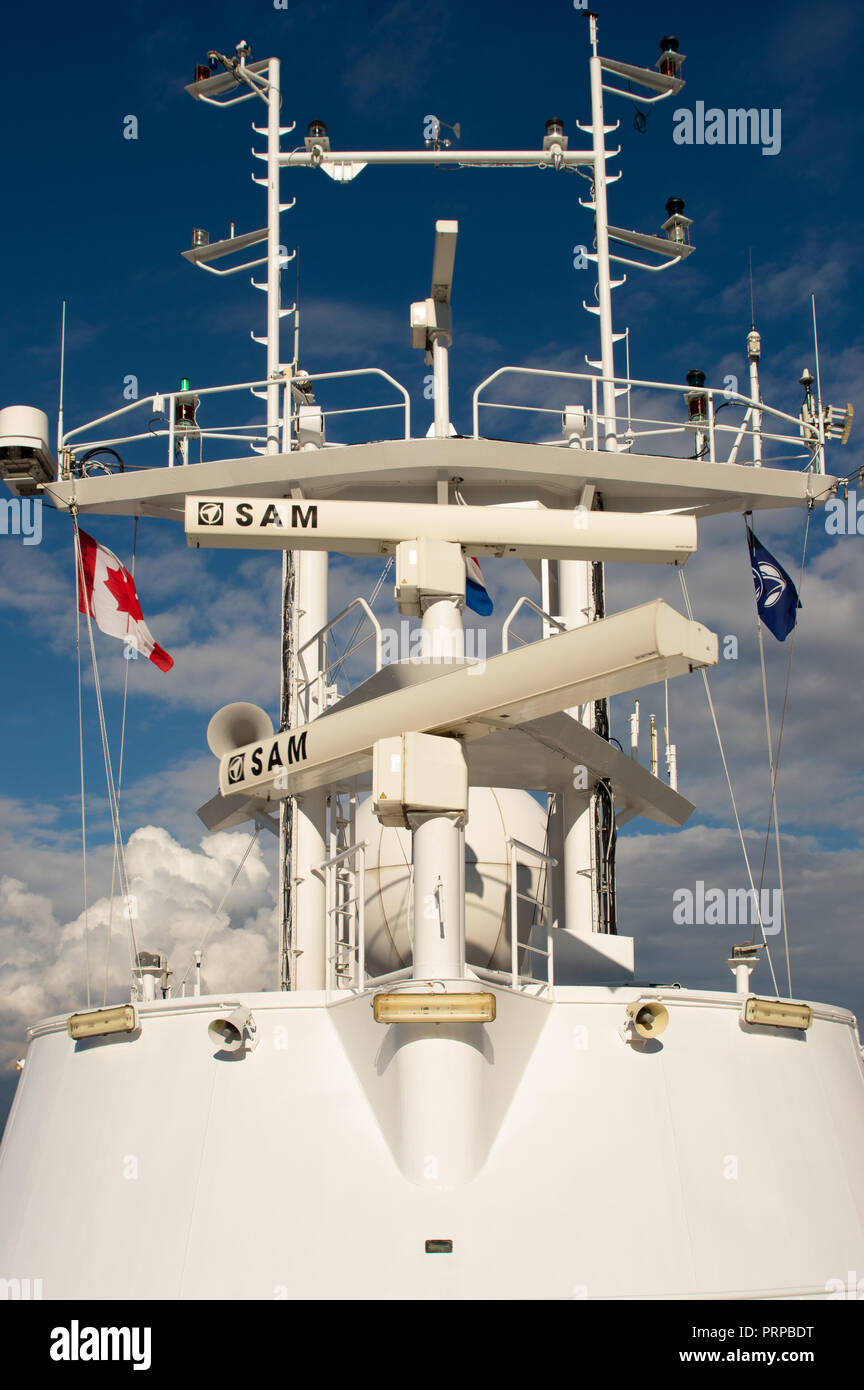 Electronic navigation equipment on Holland America Rclass cruise ship