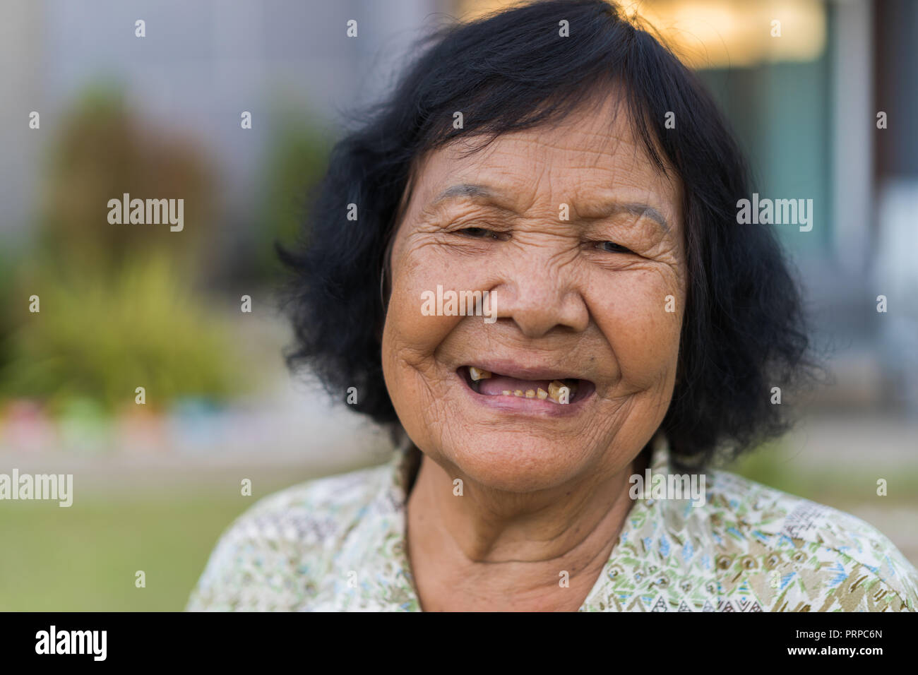 close up of senior woman laughing Stock Photo