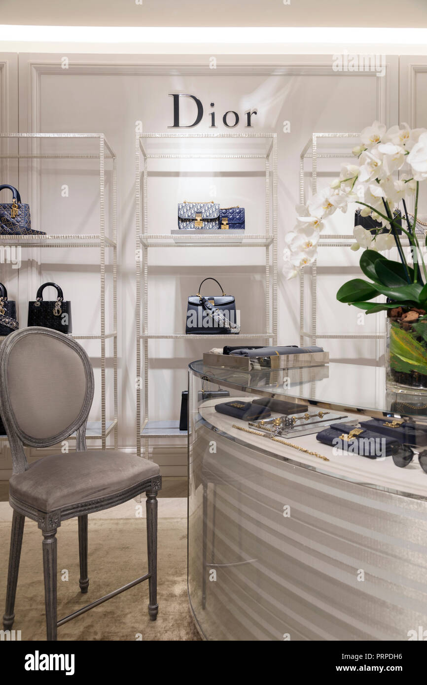 Christian Dior store in a luxury fashion mall Stock Photo