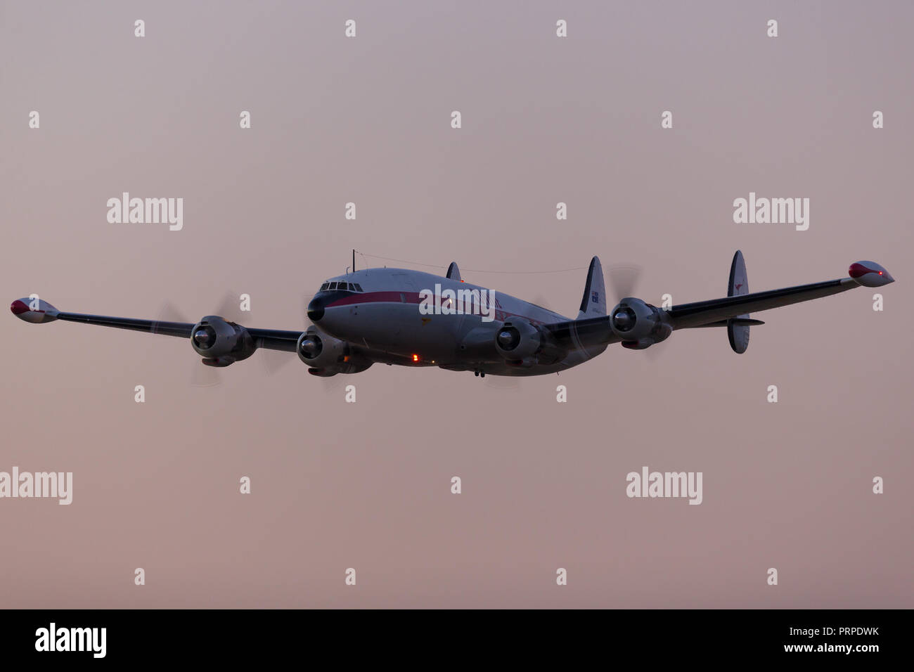 Lockheed C-121C Super Constellation vintage airliner aircraft VH-EAG operated by the Historical Aircraft Restoration Society. Stock Photo