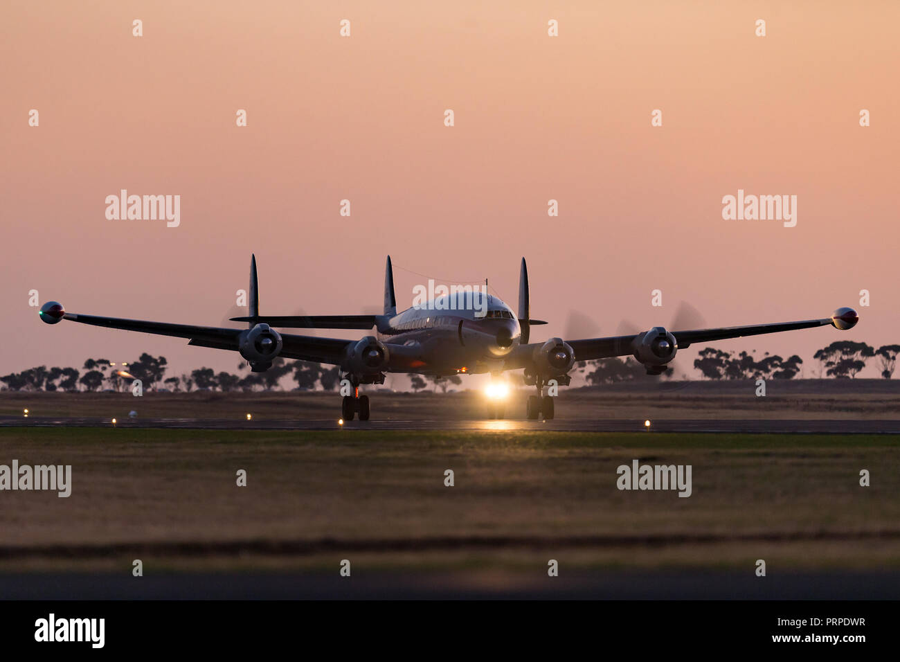Lockheed C-121C Super Constellation vintage airliner aircraft VH-EAG operated by the Historical Aircraft Restoration Society. Stock Photo