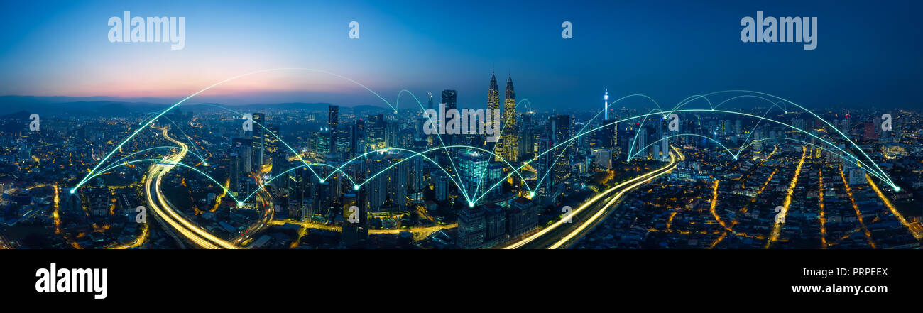 city scape and network connection concept Stock Photo