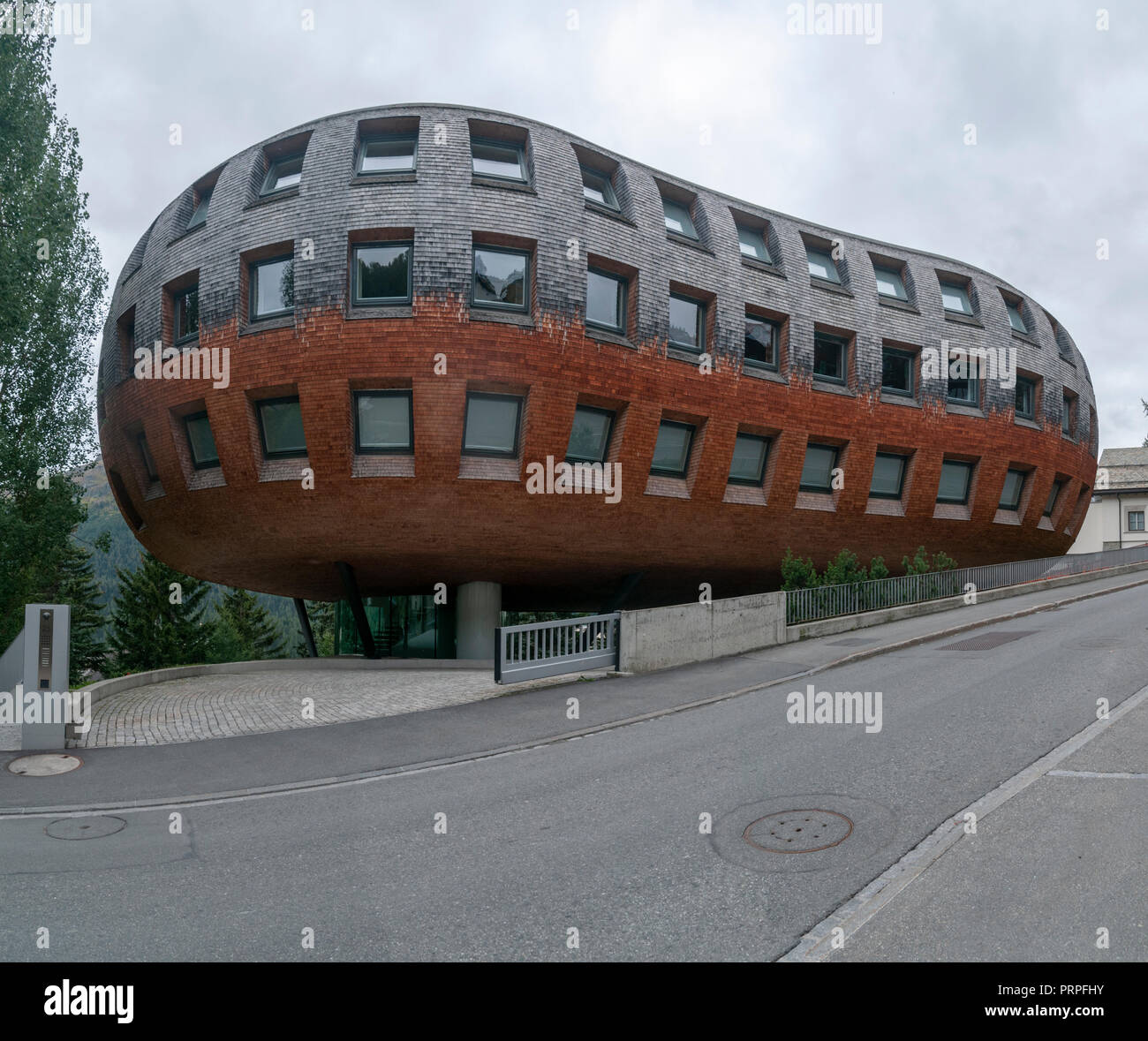 The Chesa Futura, or future house (Architect: Norman Foster), St. Moritz, Switzerland, Stock Photo