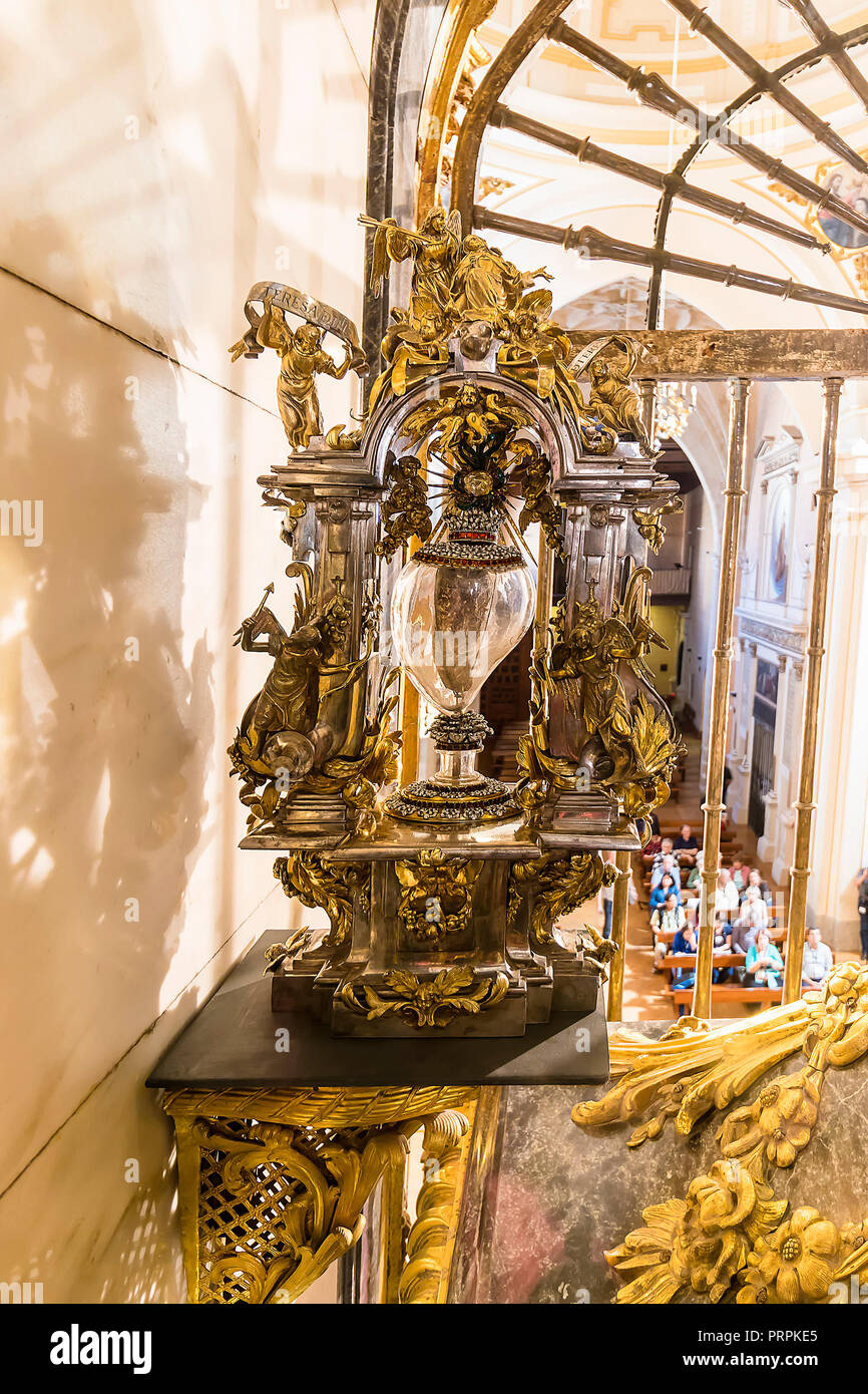Alba de Tomes, Spain October 7, 2017 Detail of Relic of heart of St