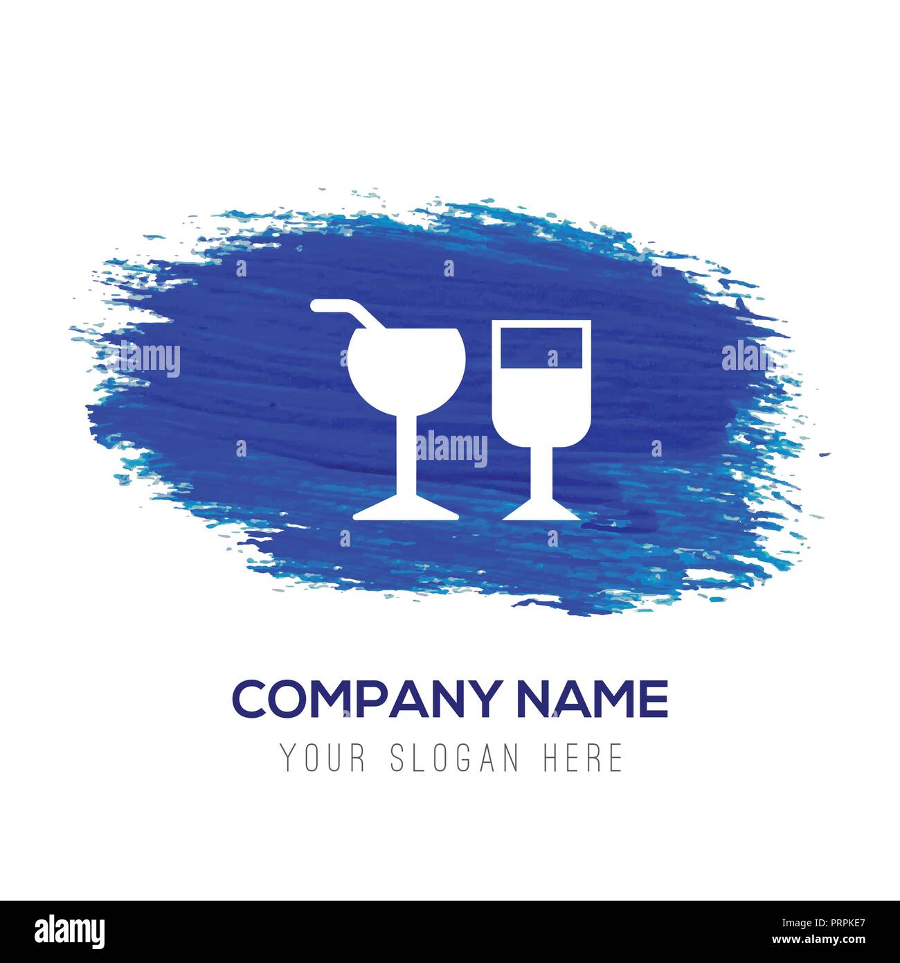 Glass of drink icon - Blue watercolor background Stock Vector Image ...