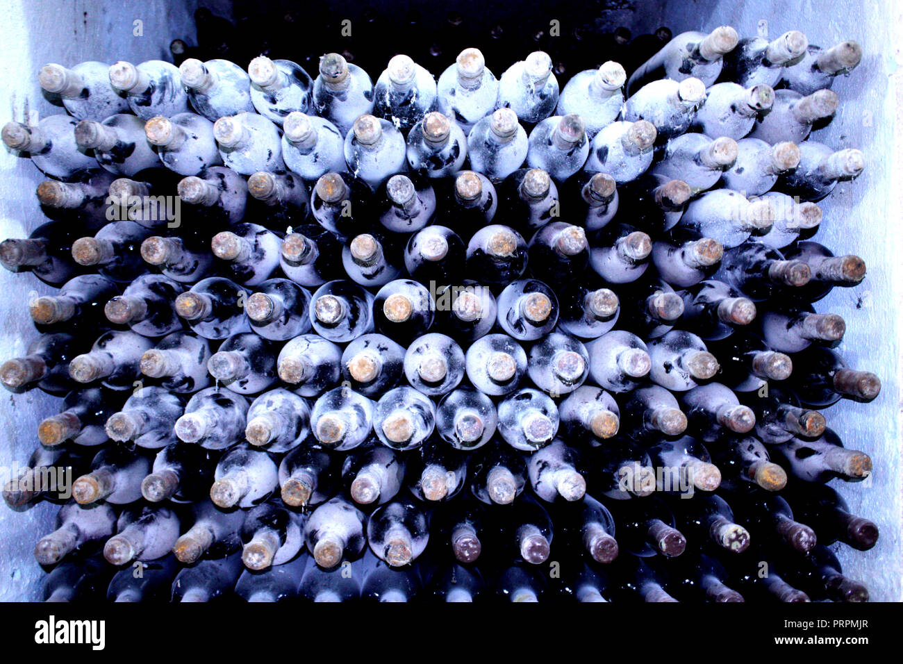 Bottles stored underground at the Milesti Mici winery in Moldova Stock