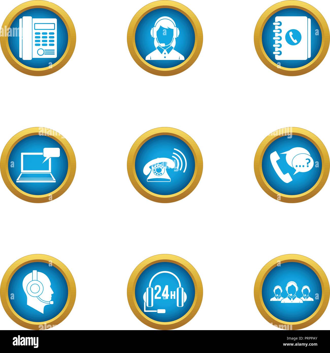 Telephone book icons set, flat style Stock Vector