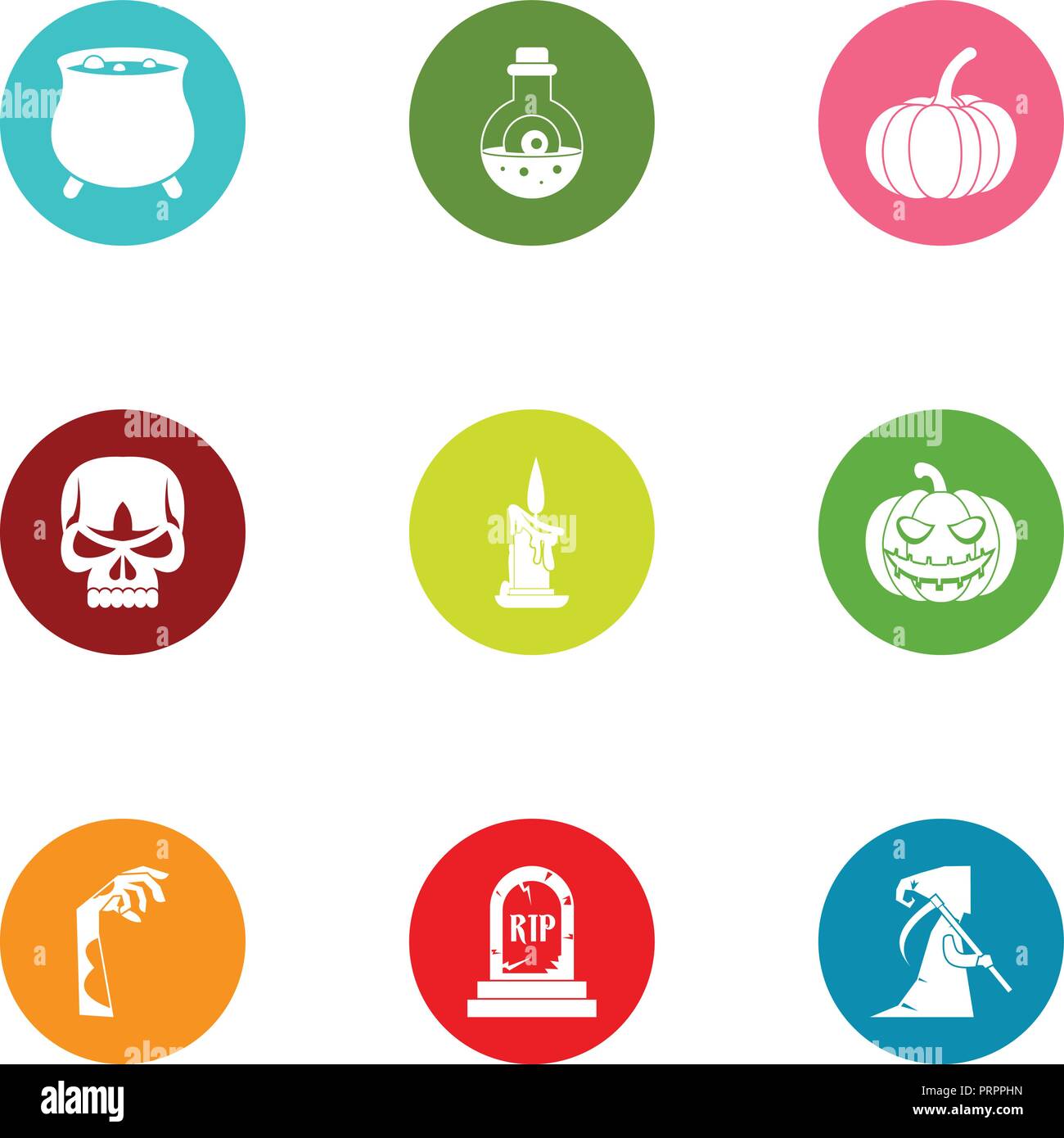 RIP icons set, flat style Stock Vector