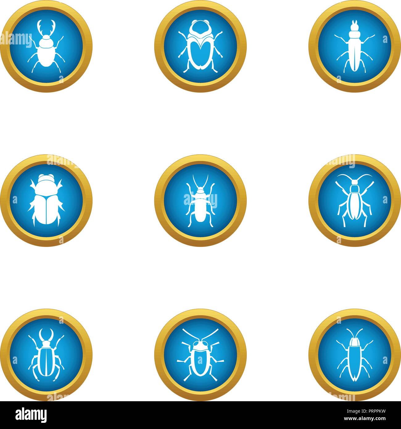 Useful beetle icons set, flat style Stock Vector