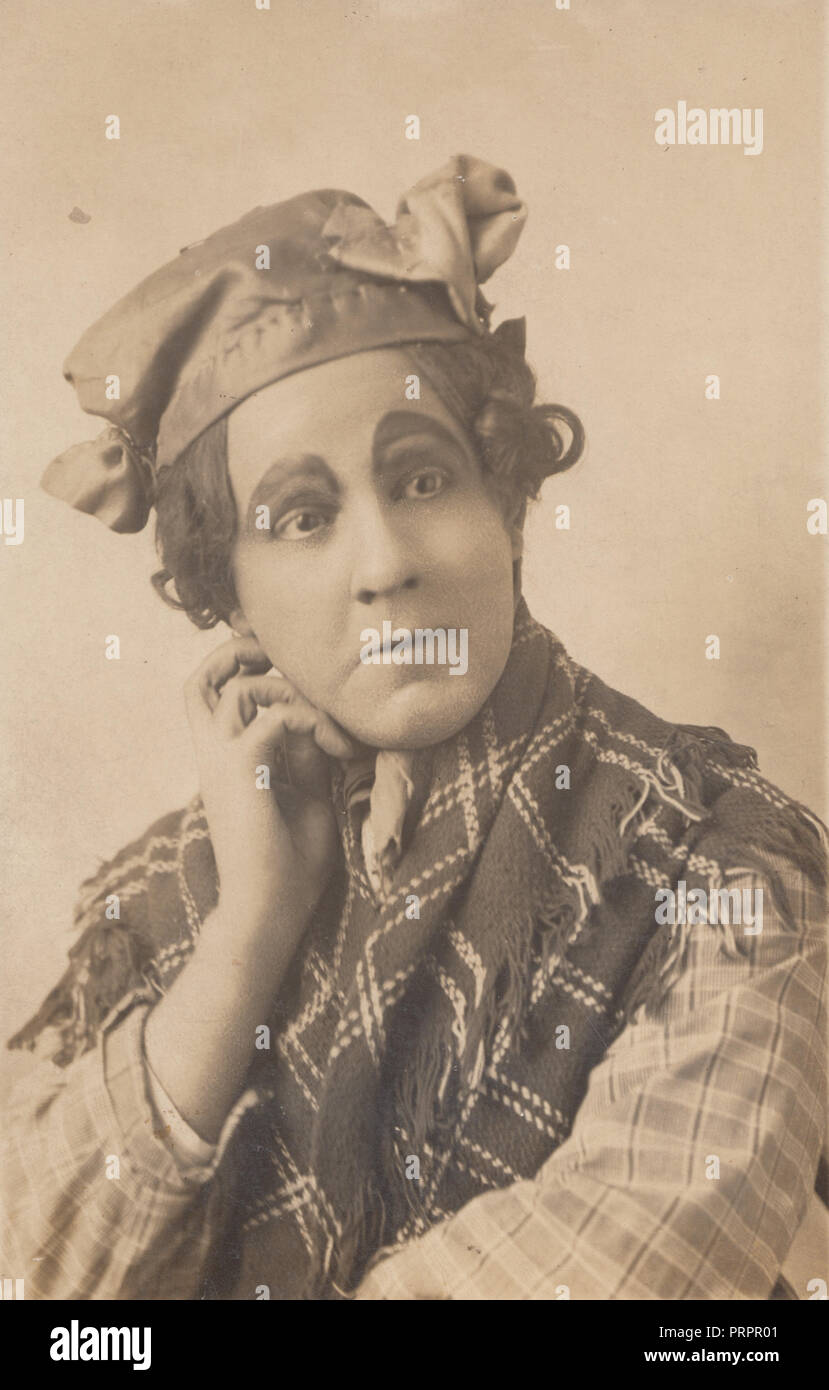 * Vintage Dublin Photographic Postcard of a Theatrical Performer in Costume Stock Photo