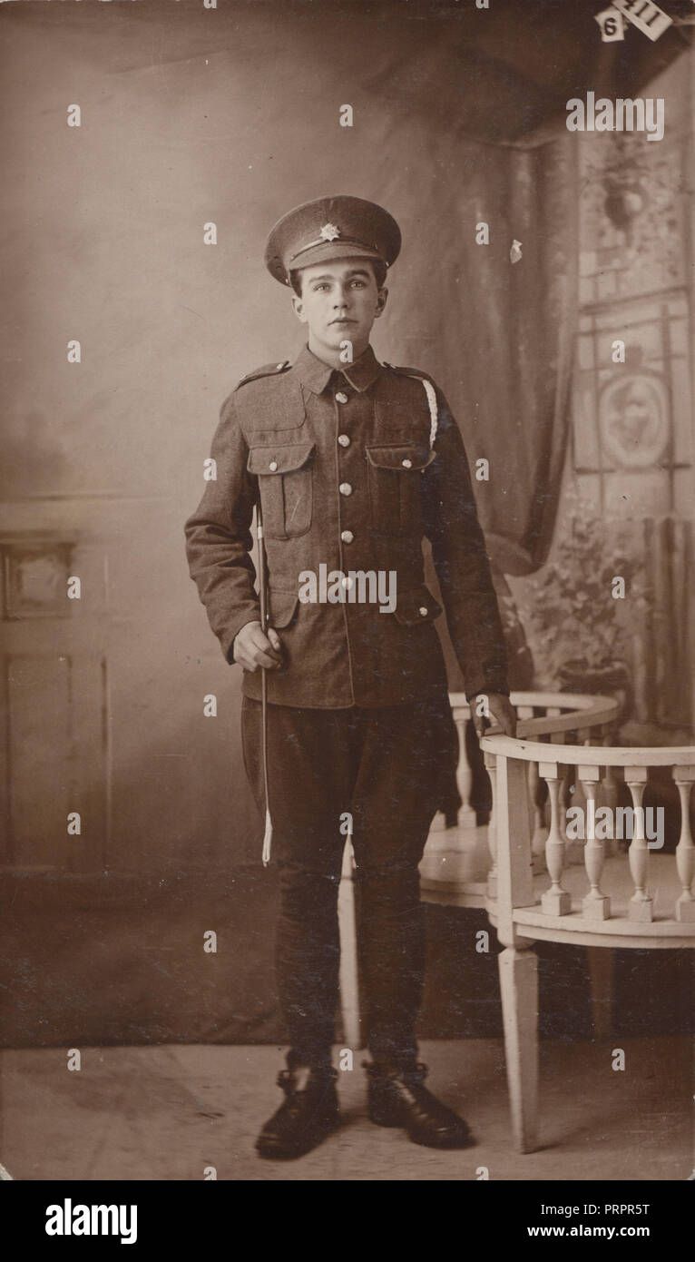 * Vintage Photograph of a WW1 British Army Boy Soldier Called Arthur Stock Photo