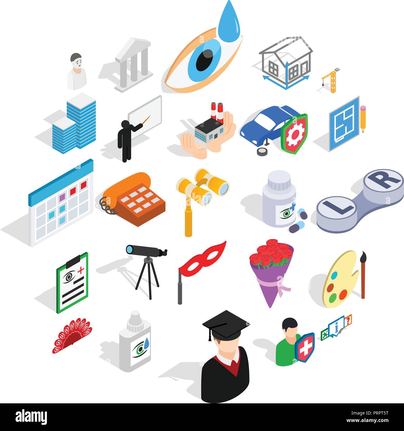Creative idea icons set, isometric style Stock Vector