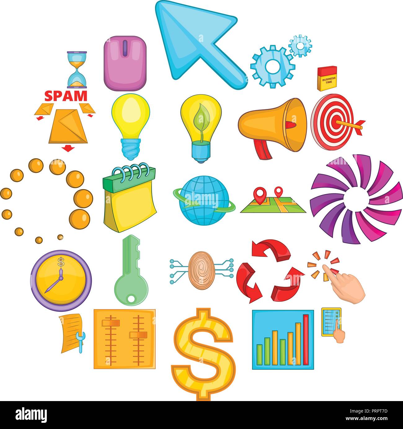 Idea icons set, cartoon style Stock Vector