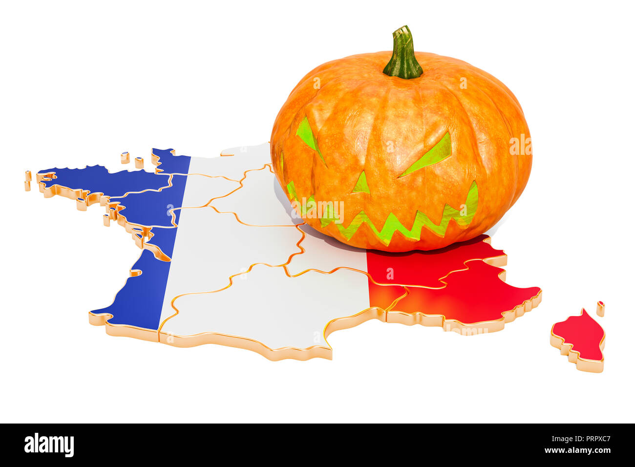 Halloween in France concept, 3D rendering isolated on white background