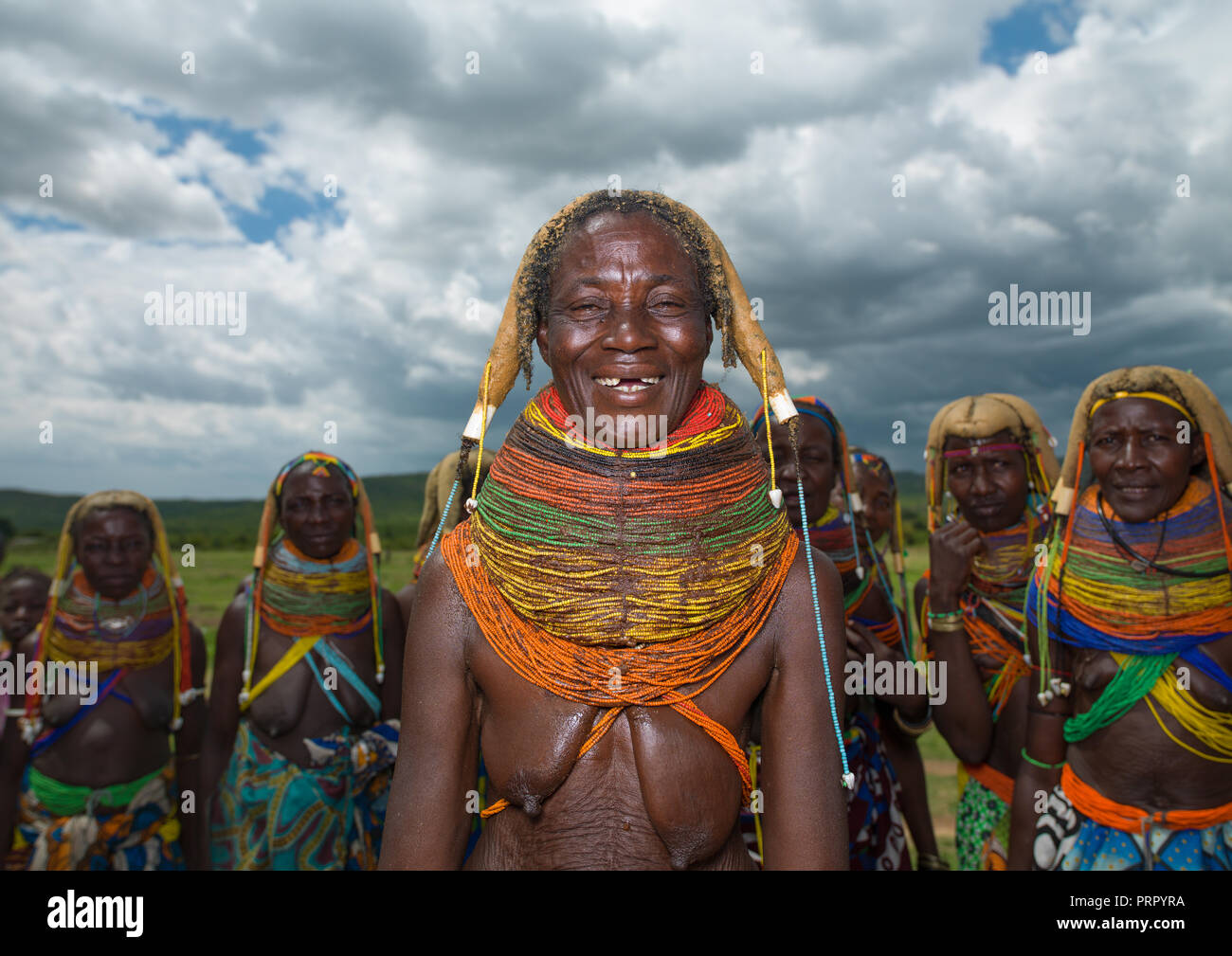 Mumuhuila tribe women, Huila Province, Chibia, Angola Stock Photo