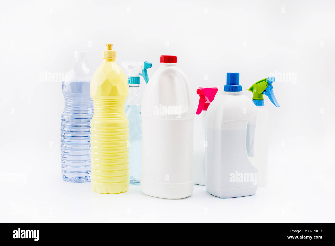 Cleaning products isolated on white background Stock Photo
