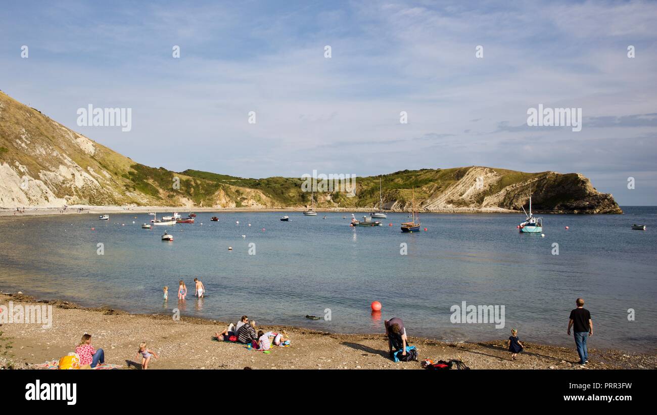 Lulworth Cove a World Heritage Site in Dorset, southern England. Stock Photo
