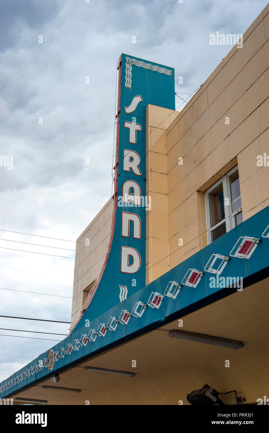 Vintage Strand theater sign in Kalispell, Montana Stock Photo