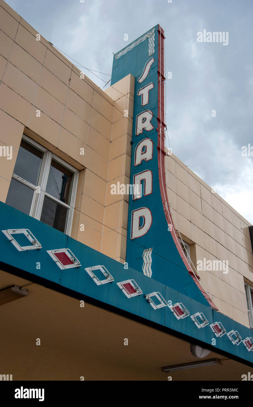 Vintage Strand Theater sign in Kalispell, Montana Stock Photo