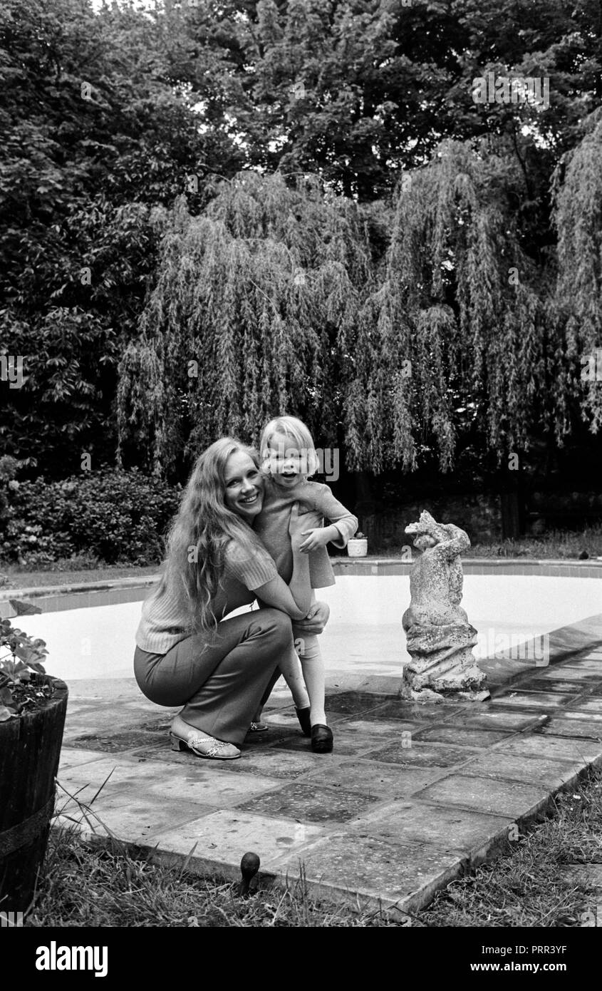 Norwegian actress Liv Ullman with daughter Linn Ullman in Windsor in May 1971 Stock Photo