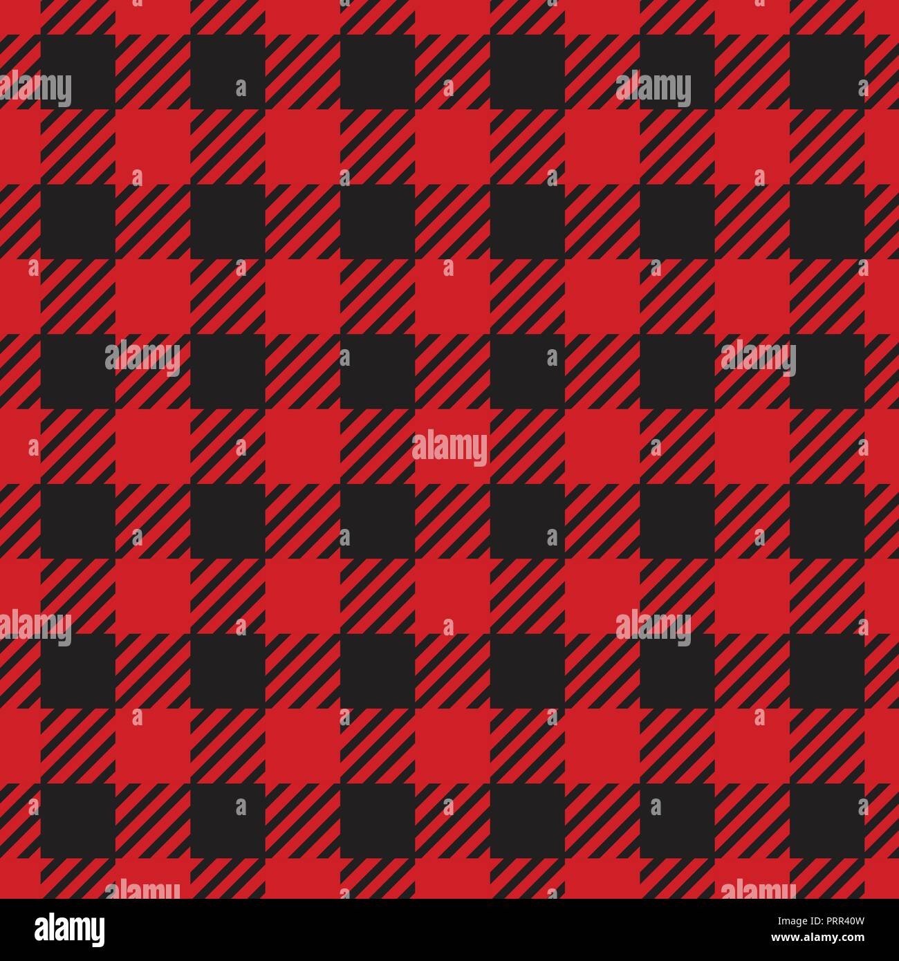 Vector Seamless pattern. Cell background red color fashion cloth cage. Abstract checkered backdrop on dark. Stock Vector