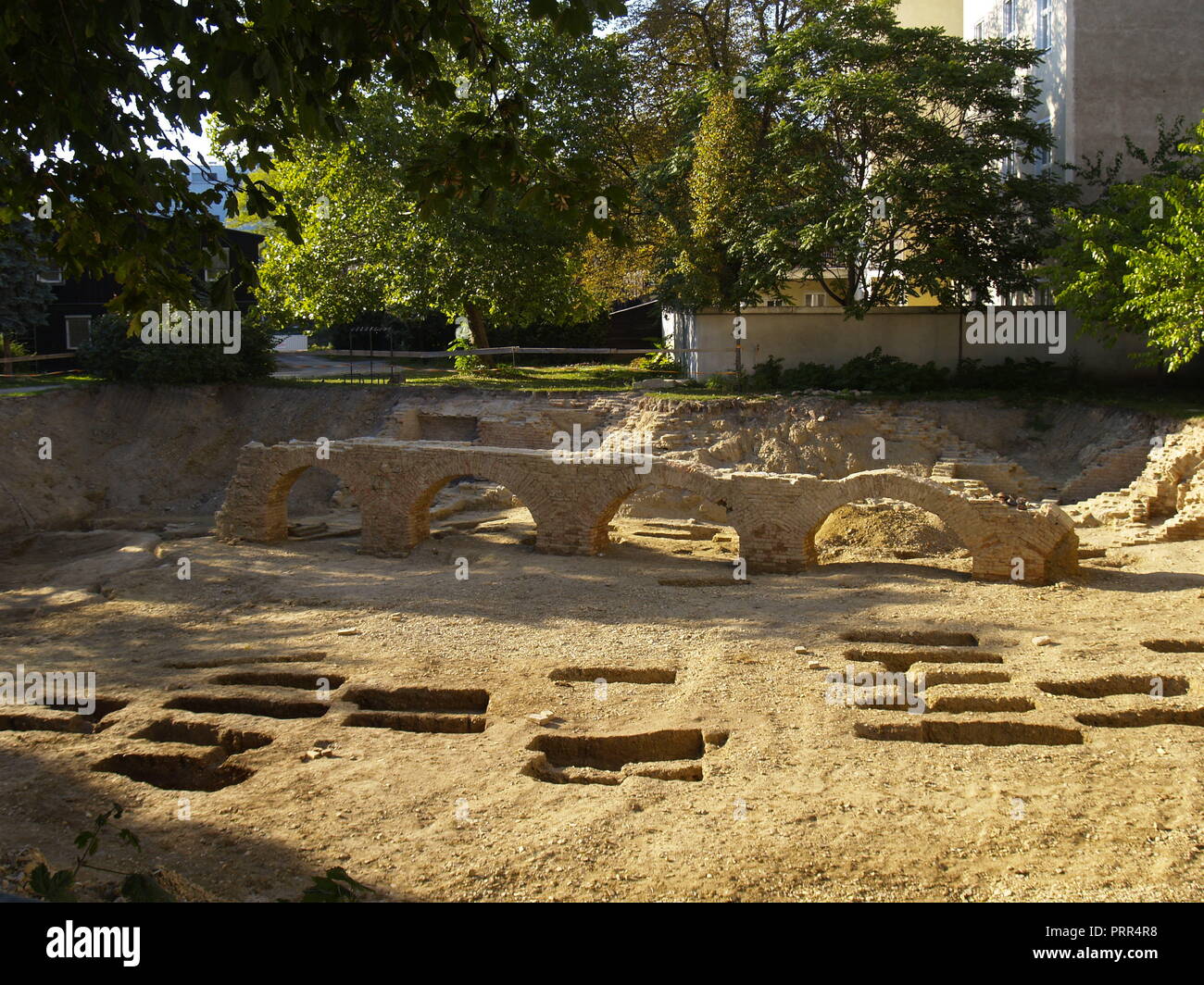 Wien, Archäologische Ausgrabung, Gräberfeld in der Sensengasse - Vienna, Archaeological Works Stock Photo