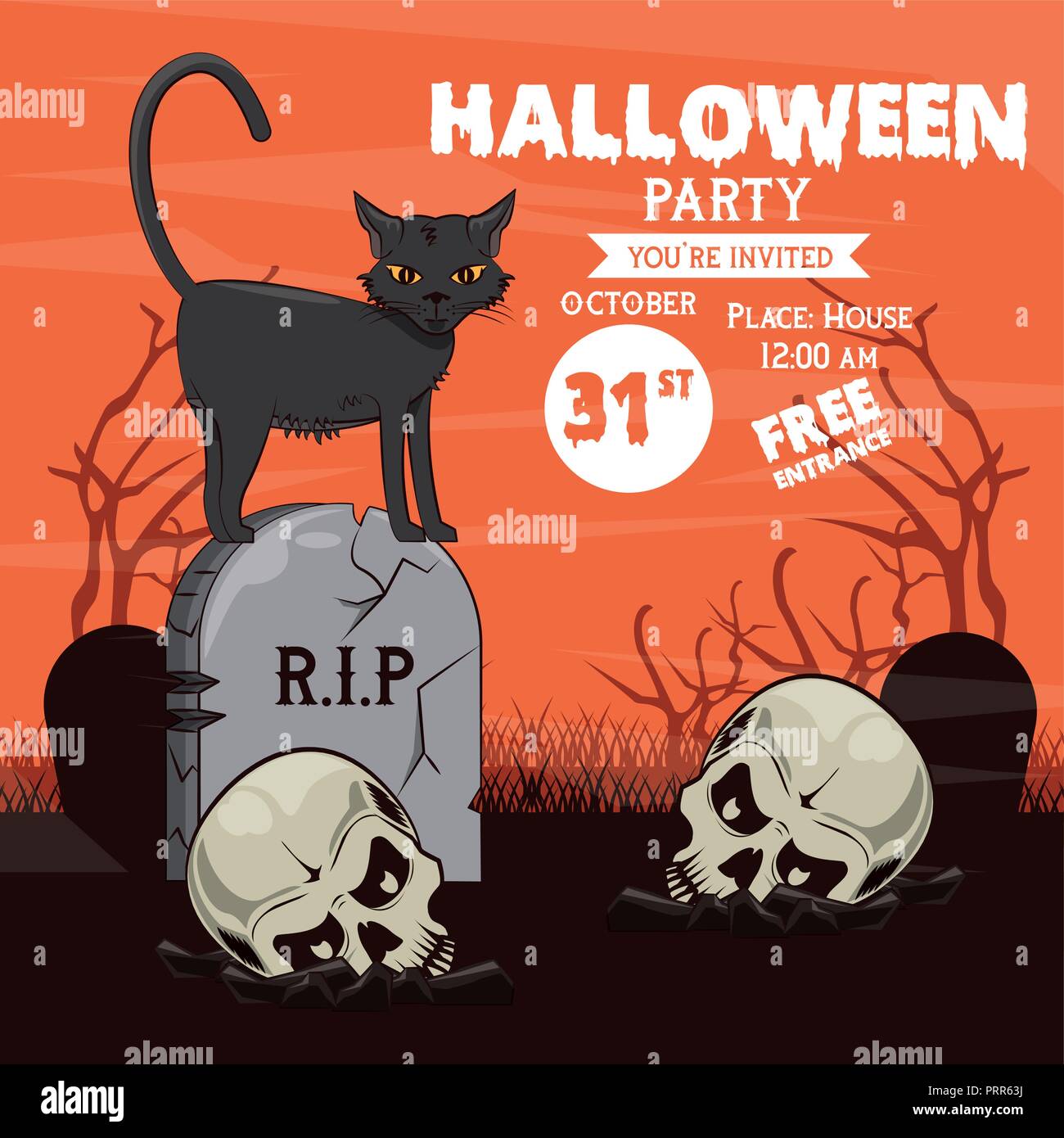 Halloween party invitation card Stock Vector