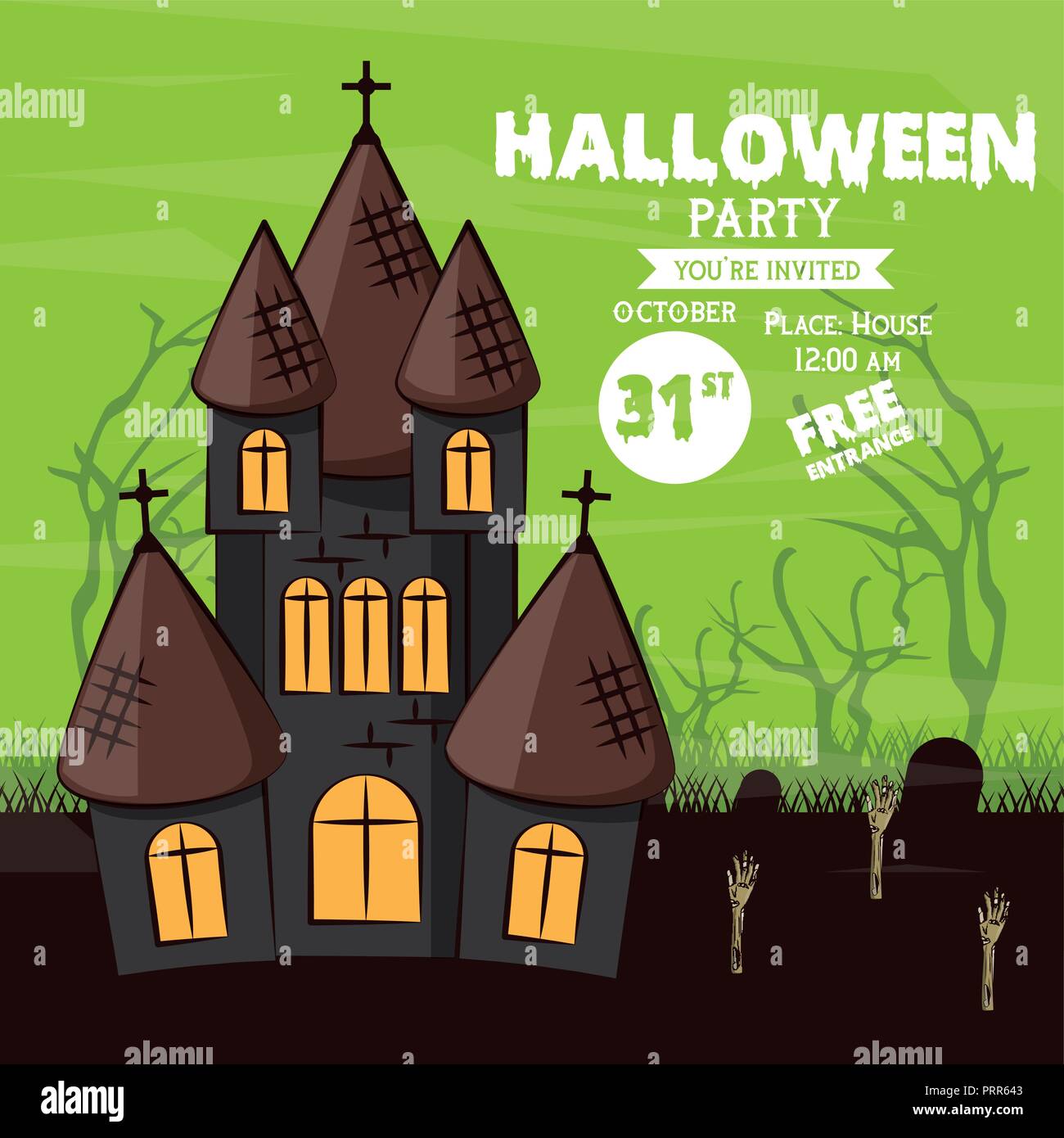 Halloween party invitation card Stock Vector