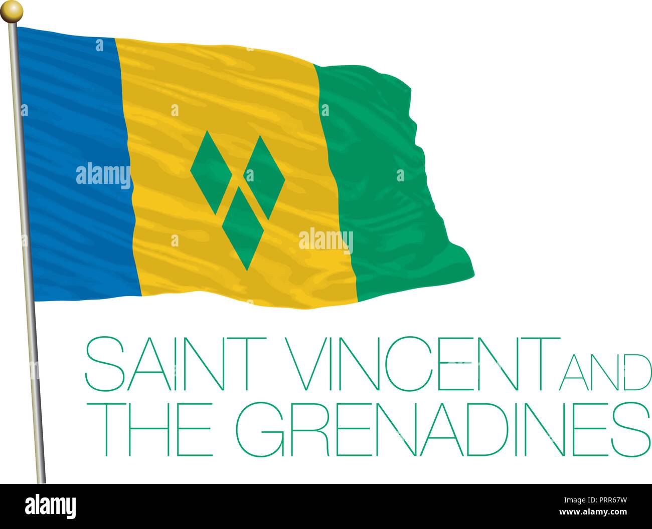 Saint Vincent and Grenadines official flag, vector illustration Stock Vector