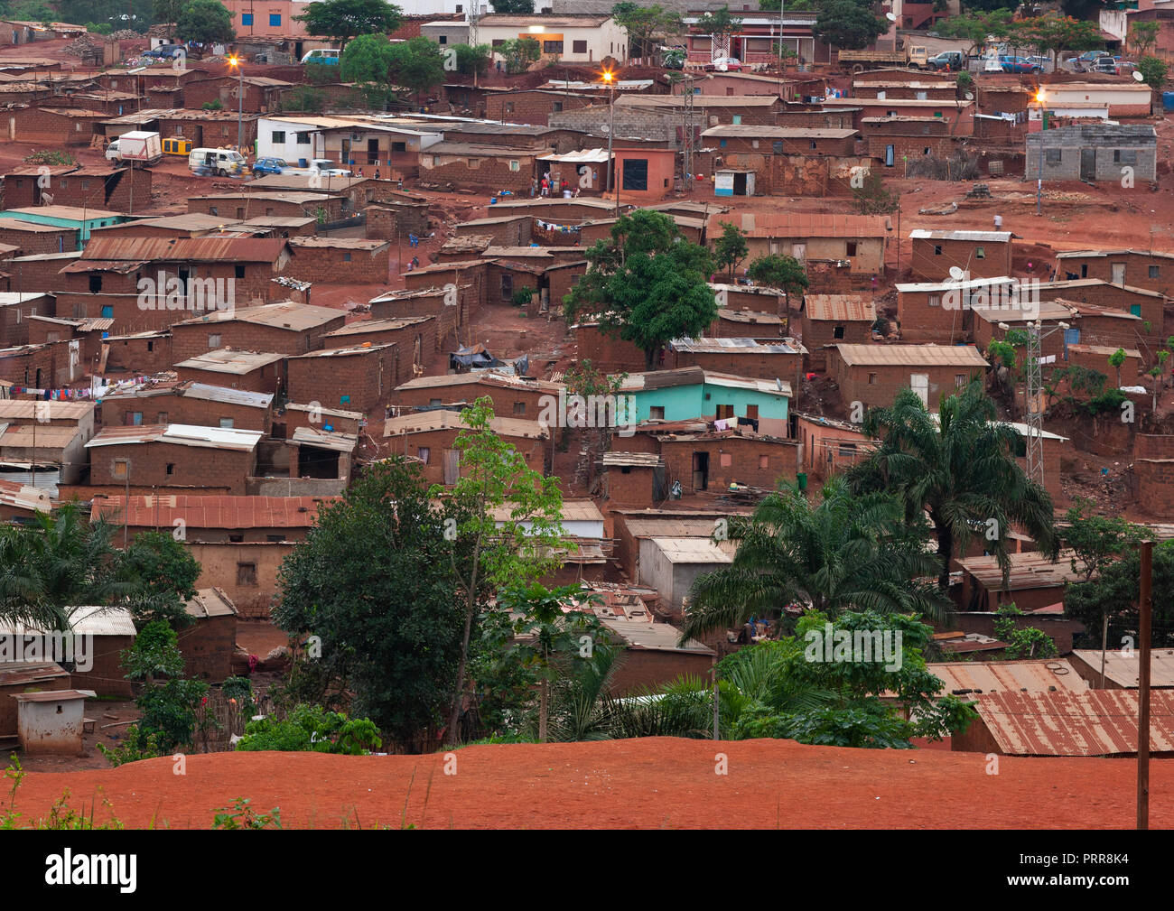 Rooftops of crowded slum houses, Cuanza Norte, N'dalatando, Angola Stock Photo