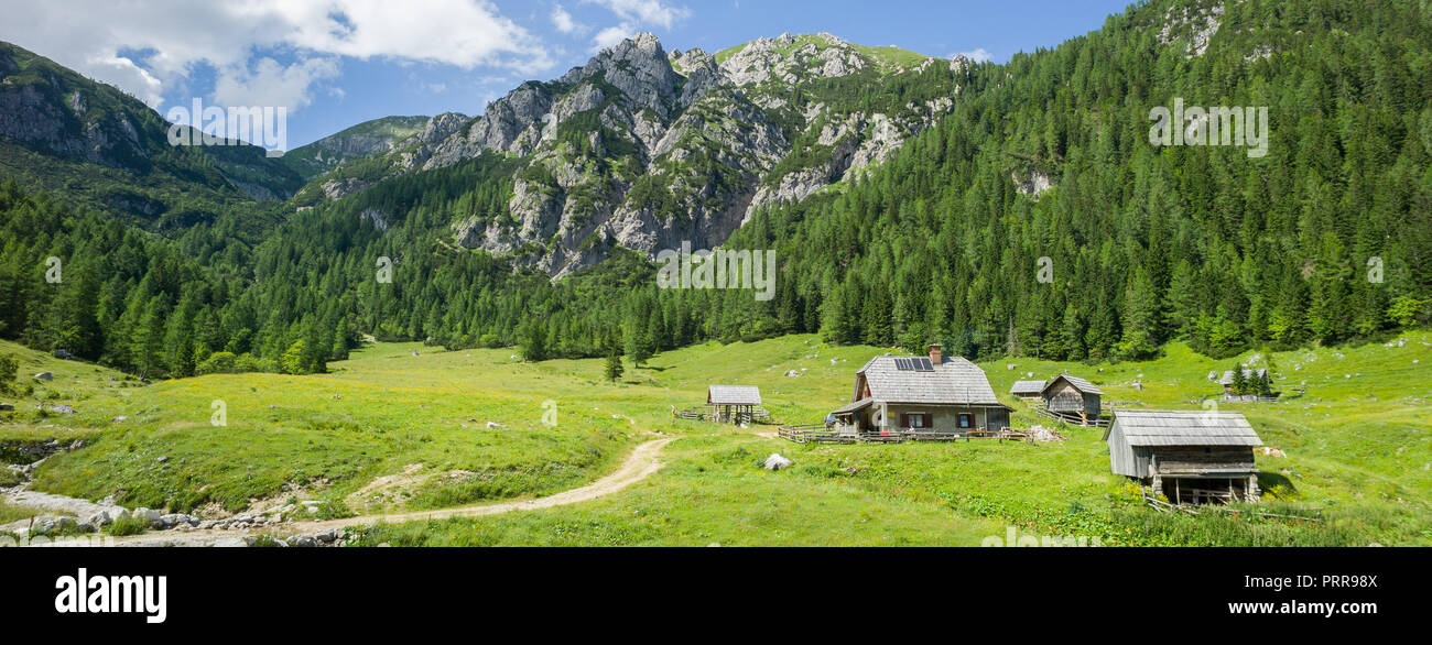 Konjščica mountain cafe, Triglav National Park, Julian Alps, Slovenia. Stock Photo