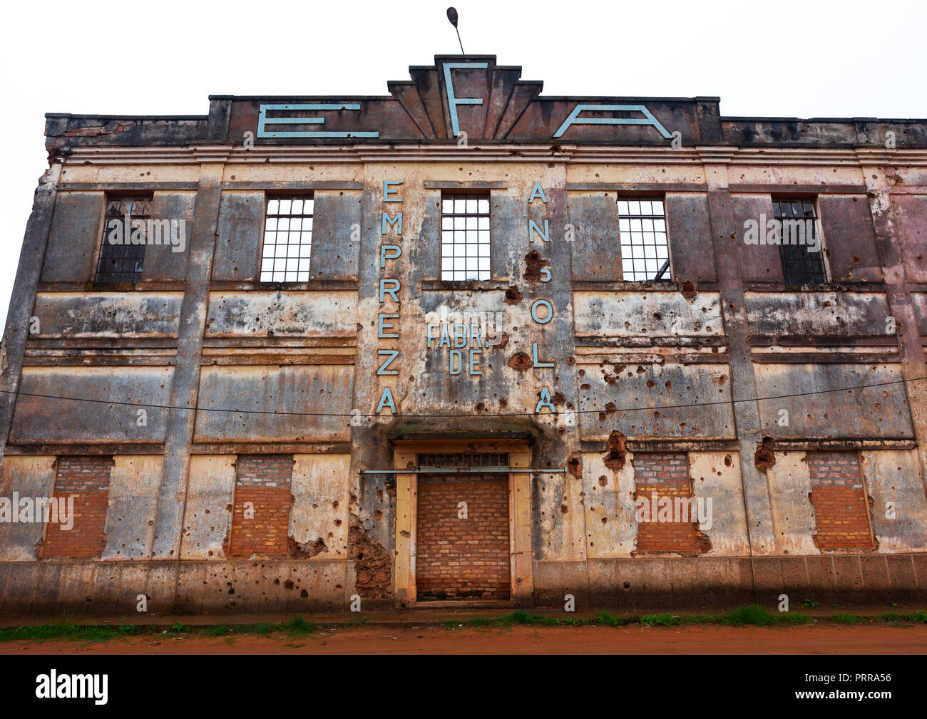 Abandoned building of Empreza fabrica de angola, Bié Province, Kuito, Angola Stock Photo