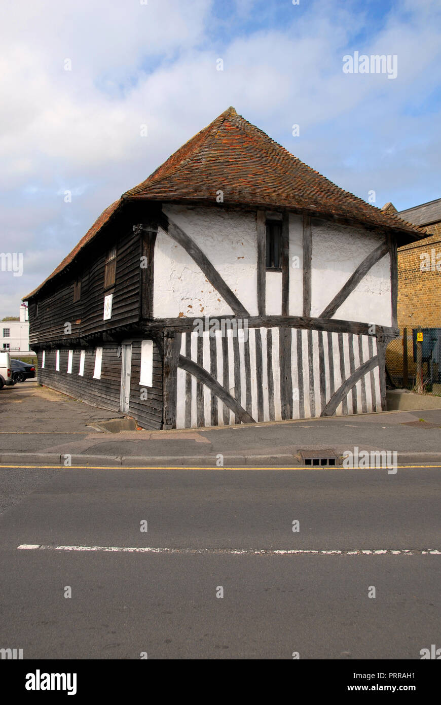 Old 15th century road-side building, Conduit Street, Faversham, Kent, England Stock Photo