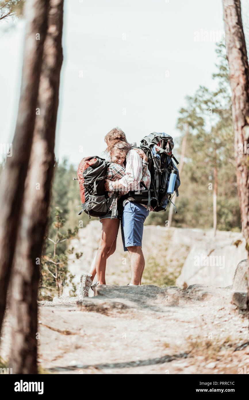 Woman too heavy backpack hires stock photography and images Alamy