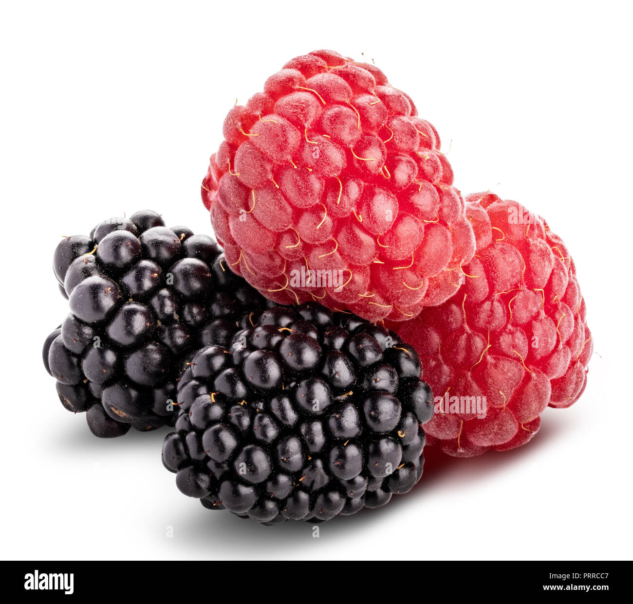 Raspberry and blackberry isolated on white background Stock Photo Alamy