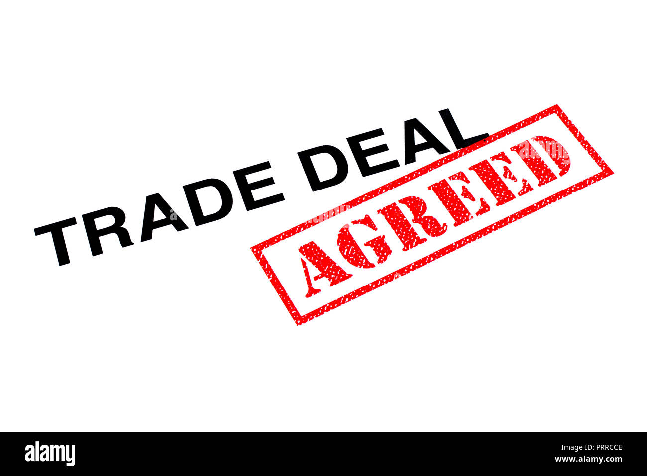 Trade Deal heading stamped with a red AGREED rubber stamp. Stock Photo