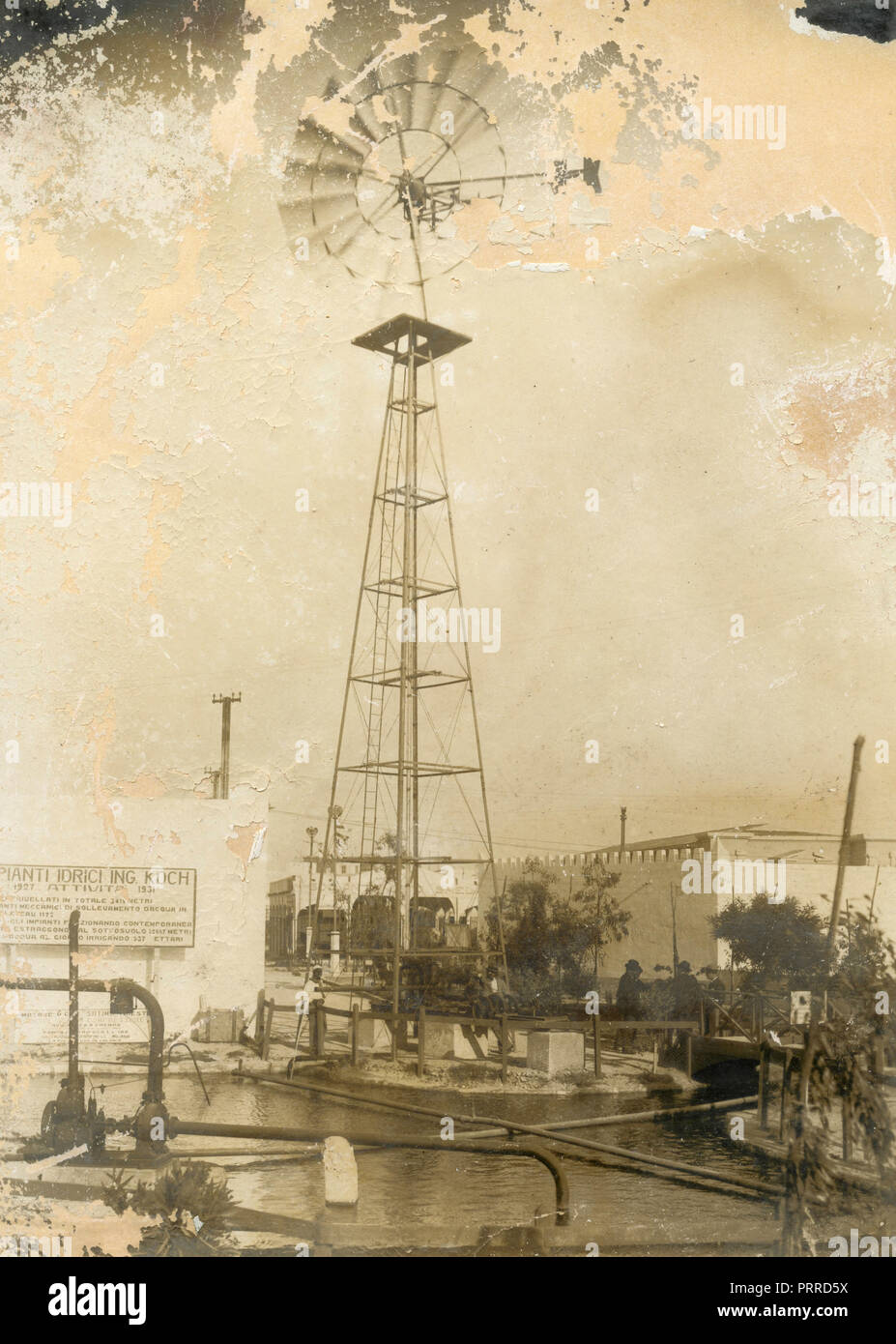 Idraulic windmill plant station Koch Engineering, Italy 1930s Stock Photo