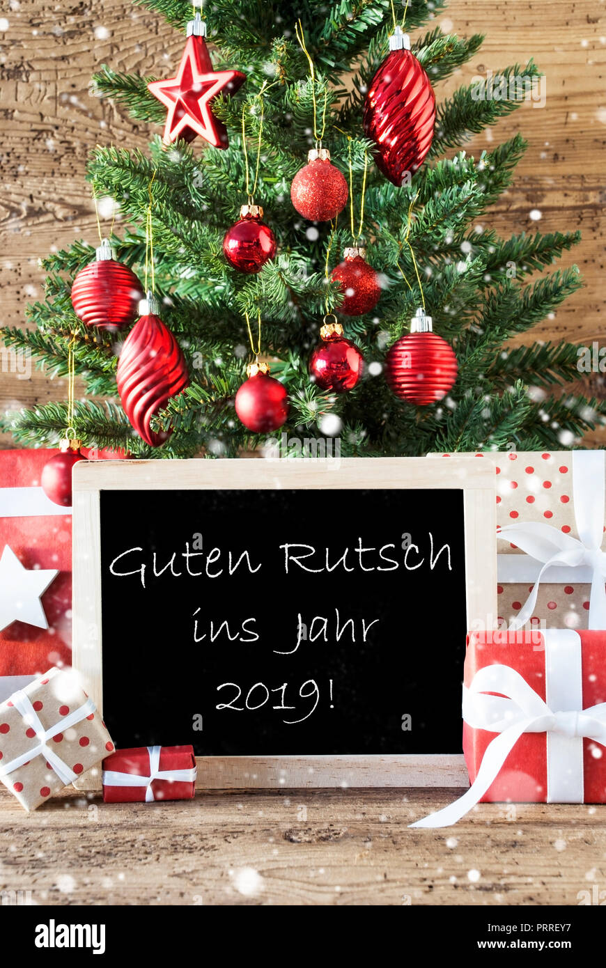 Colorful Tree With Guten Rutsch 2019 Means New Year Stock Photo