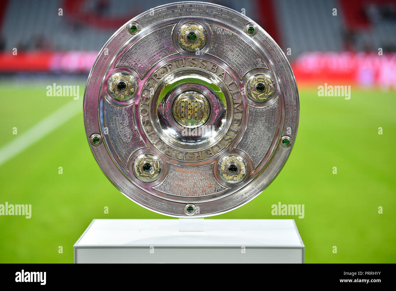 Championship trophy of the 1st Bundesliga, Allianz-Arena, Munich, Bavaria, Germany Stock Photo